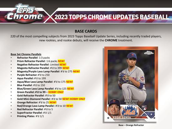 Image for 2023 Topps Chrome Update Series Baseball Hobby Box