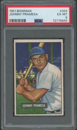 Image for 1951 Bowman Baseball #324 Johnny Pramesa Rookie PSA 6 (EX-MT)