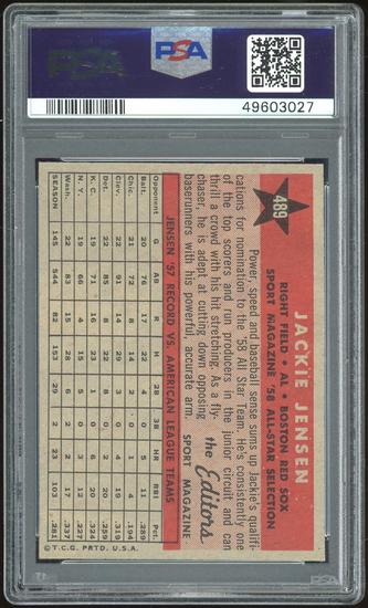 Image for 1958 Topps #489 Jackie Jensen AS PSA 6 *3027 (Reed Buy)