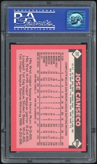 Image for 1986 Topps Traded Tiffany #20T Jose Canseco PSA 9 *0428 (Reed Buy)