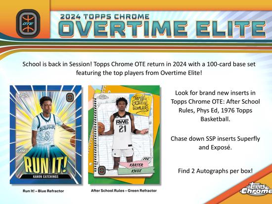 Image for 2023/24 Topps Chrome Overtime Elite Basketball Hobby 12-Box Case