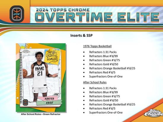 Image for 2023/24 Topps Chrome Overtime Elite Basketball Hobby 12-Box Case