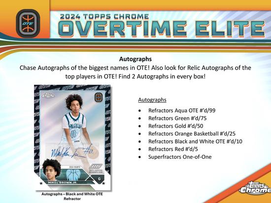 Image for 2023/24 Topps Chrome Overtime Elite Basketball Hobby 12-Box Case