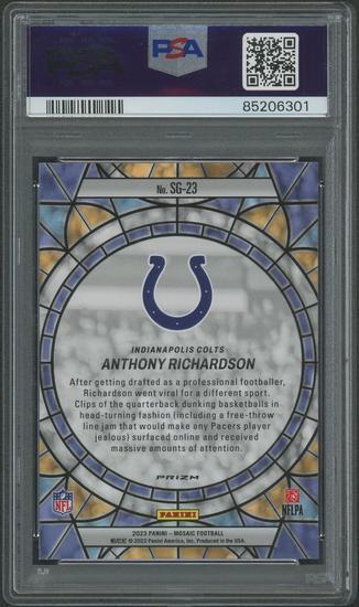 Image for 2023 Panini Mosaic Football #23 Anthony Richardson Stained Glass Rookie PSA 9 (MINT)