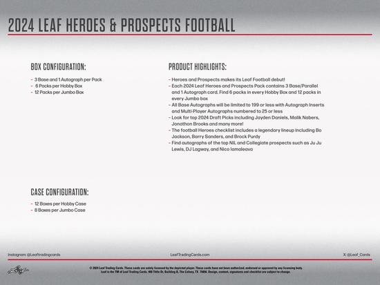 Image for 2024 Leaf Heroes & Prospects Football Hobby Box