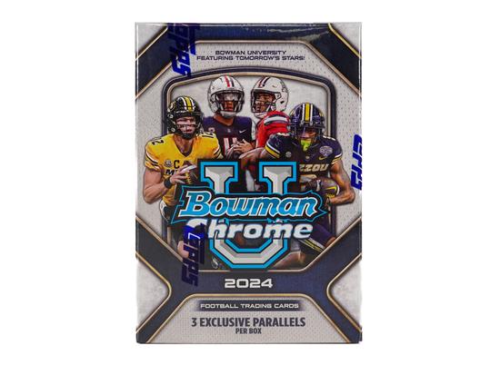 Image for 2024 Bowman University Chrome Football Blaster 40-Box Case