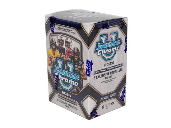 Image for 2024 Bowman University Chrome Football Blaster 40-Box Case