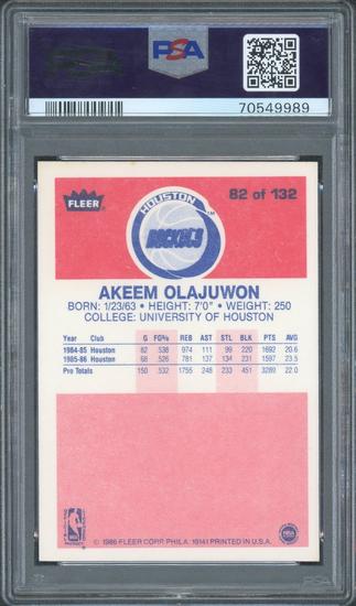 Image for 1986/87 Fleer Hakeem Olajuwon #82 Rookie PSA/DNA 8 Auto 10