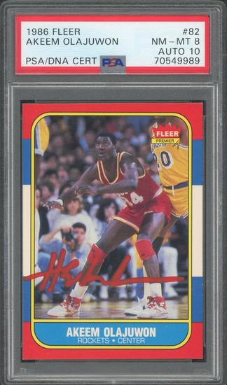 Image for 1986/87 Fleer Hakeem Olajuwon #82 Rookie PSA/DNA 8 Auto 10