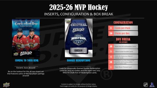 Image for 2025/26 Upper Deck MVP Hockey Hobby 20-Box Case
