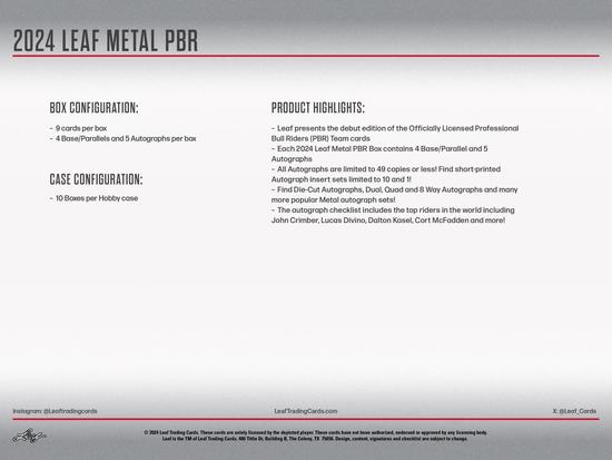 Image for 2024 Leaf Metal PBR Professional Bull Riders Hobby 10-Box Case