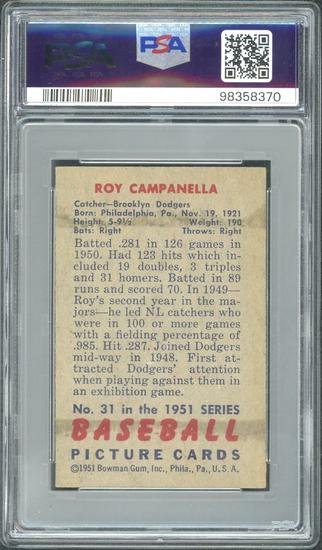 Image for 1951 Bowman #31 Roy Campanella PSA 4