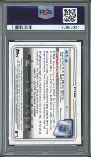 Image for 2020 Bowman Chrome Bobby Witt Jr. 1st Bowman Auto PSA 10