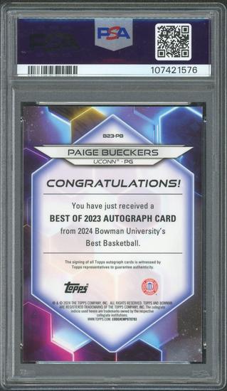 Image for 2023 Bowman University Best Paige Bueckers Auto /125 PSA 10