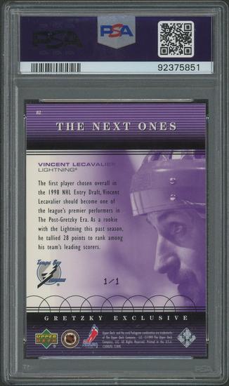 Image for 1999/00 Upper Deck Hockey #82 Vincent Lecavalier Gretzky Exclusives Platinum #1/1 PSA 9 (MINT)
