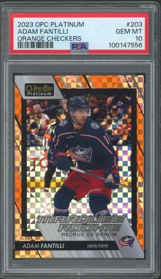 Image for 2023/24 O-Pee-Chee Platinum Adam Fantilli Orange Checkers #203 /25 PSA 10