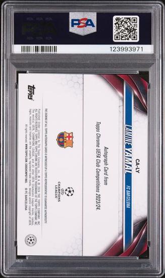 Image for 2023/24 Topps Chrome UCC Lamine Yamal Violet Speckle Auto /299 PSA 9