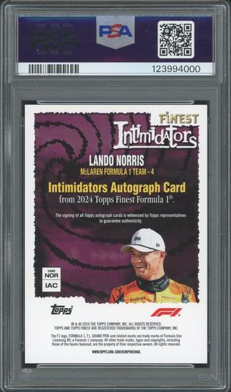 Image for 2024 Topps Finest F1 Lando Norris Intimidators Auto /5 PSA 8 Auto 10