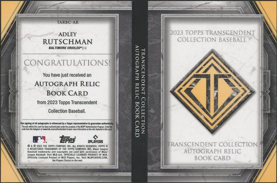 2023 Topps Transcendent Adley Rutschman Booklet Rookie Patch Auto