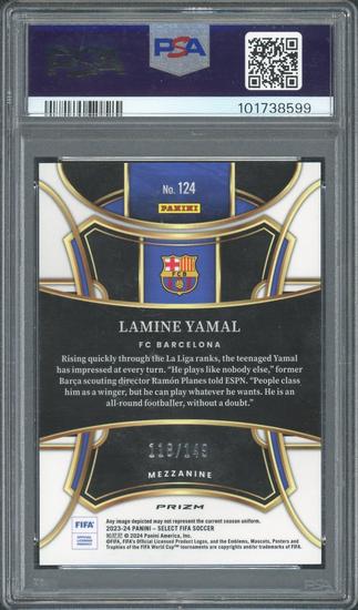 Image for 2023/24 Panini Select Lamine Yamal #124 Rookie Red Wave /149 PSA 9