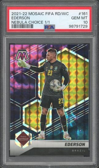 Image for 2021/22 Panini Mosaic FIFA Ederson Nebula 1/1 PSA 10