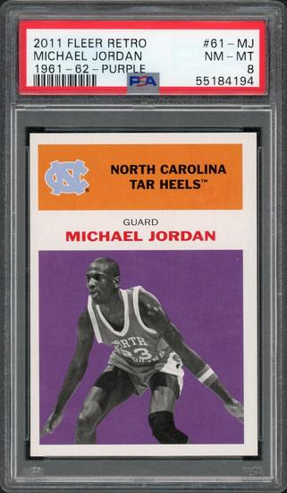 Image for 2011 Fleer Retro Michael Jordan 1961-62 Purple PSA 8