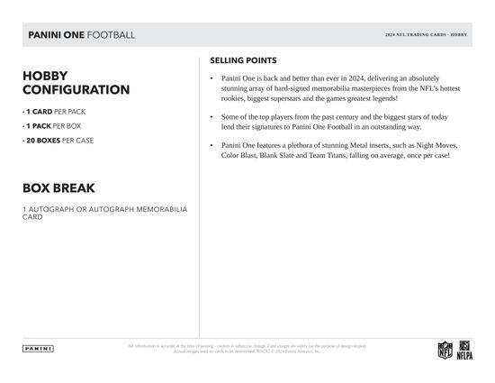 Image for 2024 Panini One Football Hobby Box