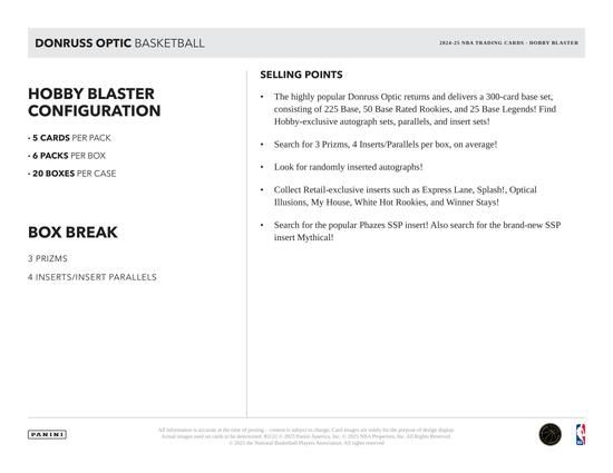 Image for 2024/25 Panini Donruss Optic Basketball Blaster Hobby 20-Box Case
