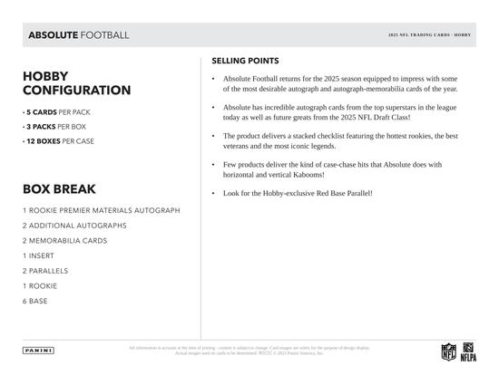 Image for 2025 Panini Absolute Football Hobby Box