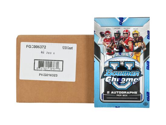 Image for 2025 Bowman University Chrome Football Hobby 12-Box Case