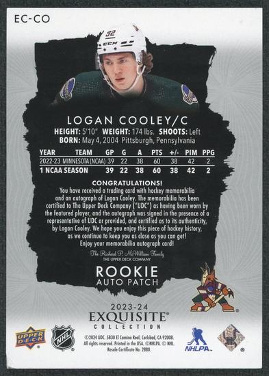 Image for 2023/24 Upper Deck Exquisite Logan Cooley RPA /92