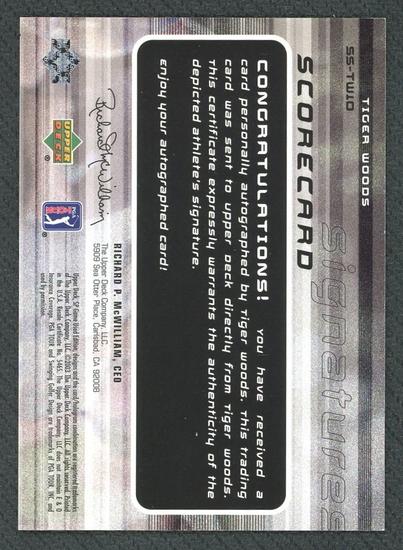 Image for 2003 Upper Deck SP Game Used Tiger Woods Scorecard Signatures Auto