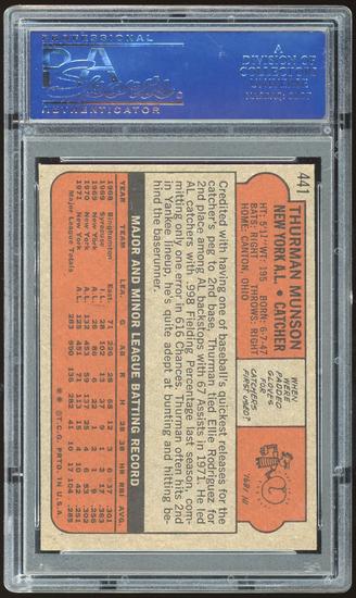 Image for 1972 Topps #441 Thurman Munson PSA 8 *4335 (Reed Buy)