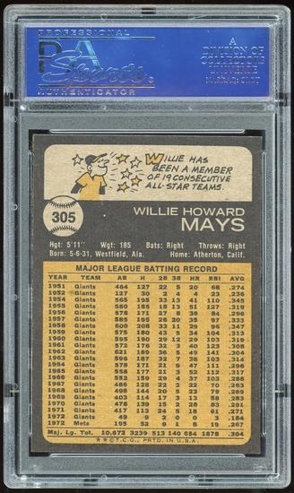 Image for 1973 Topps #305 Willie Mays PSA 8 *6815 (Reed Buy)