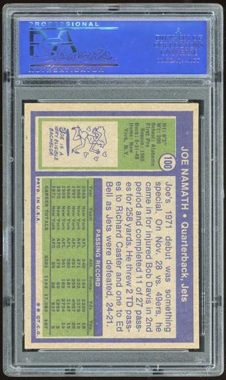 Image for 1972 Topps #100 Joe Namath PSA 7 *0583 (Reed Buy)