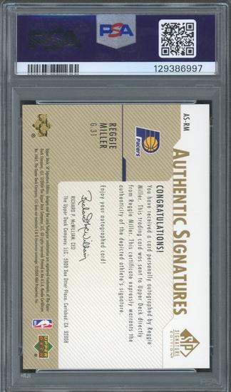Image for 2003 SP Signature Authentic Signatures Reggie Miller Gold /50 PSA 10