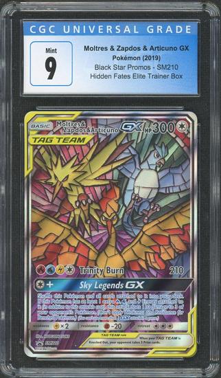 Image for 2019 Pokemon Hidden Fates Moltres & Zapdos & Articuno GX SM210 CGC 9