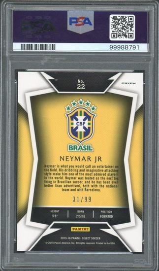 Image for 2015 Panini Select Neymar Jr Purple /99 PSA 8 #22