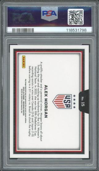 Image for 2023 Panini Obsidian Alex Morgan Black Color Blast #15 PSA 10