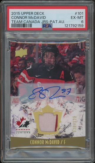 Image for 2015/16 Upper Deck Hockey #101 Connor McDavid Team Canada Juniors Rookie Patch Auto #025/125 PSA 6 (EX-MT)