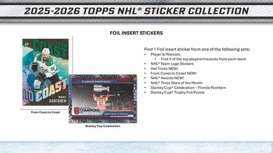 Image for 2025/26 Topps NHL Hockey Sticker Collection 50-Pack 16-Box Case