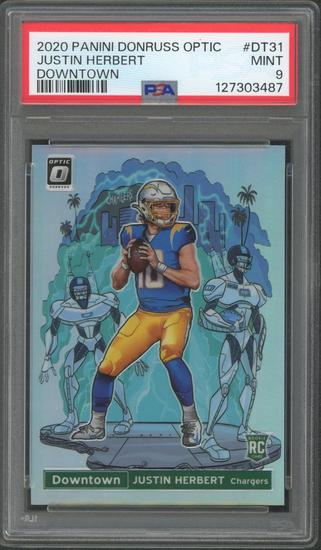 Image for 2020 Donruss Optic Justin Herbert Rookie Downtown PSA 9