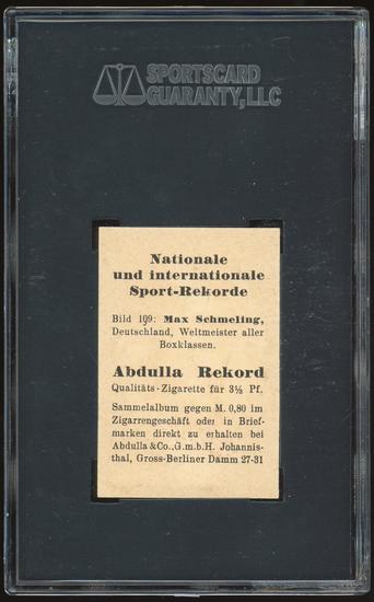 Image for 1932 Abdulla Tobacco #109 Max Schmeling SGC 40 *2029 (Reed Buy)