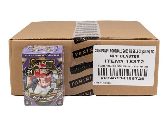 Image for 2025 Panini Select Football Blaster 20-Box Case (Red & Blue Prizms!)