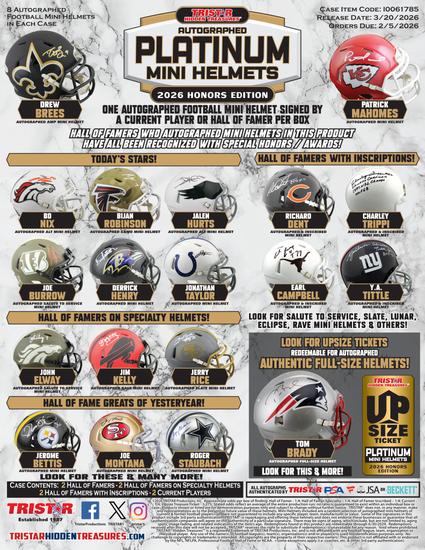 Image for 2026 TriStar Autographed Platinum Football Mini Helmets Honors Edition Hobby 8-Box Case