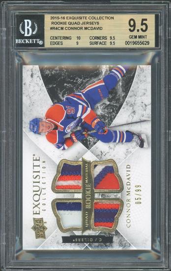 Image for 2015/16 Exquisite Connor McDavid Quad Rookie Material /99 BGS 9.5