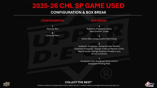 Image for 2025/26 Upper Deck CHL SP Game Used Hockey Hobby Box