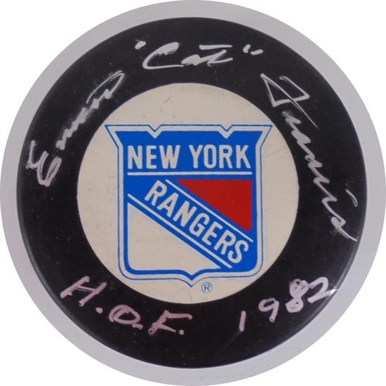 Image for Emile "Cat" Francis Autographed Rangers Hockey Puck (HOF 1982) JSA CK72224 (Reed Buy)