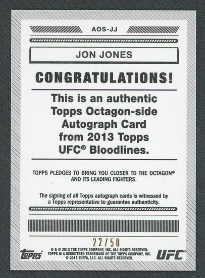 Image for 2013 Topps UFC Bloodlines Jon Jones Octagon-Side Auto /50