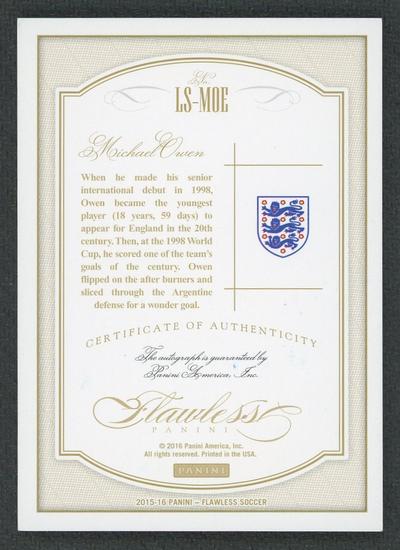 Image for 2015-16 Panini Flawless Michael Owen Legendary Auto /10